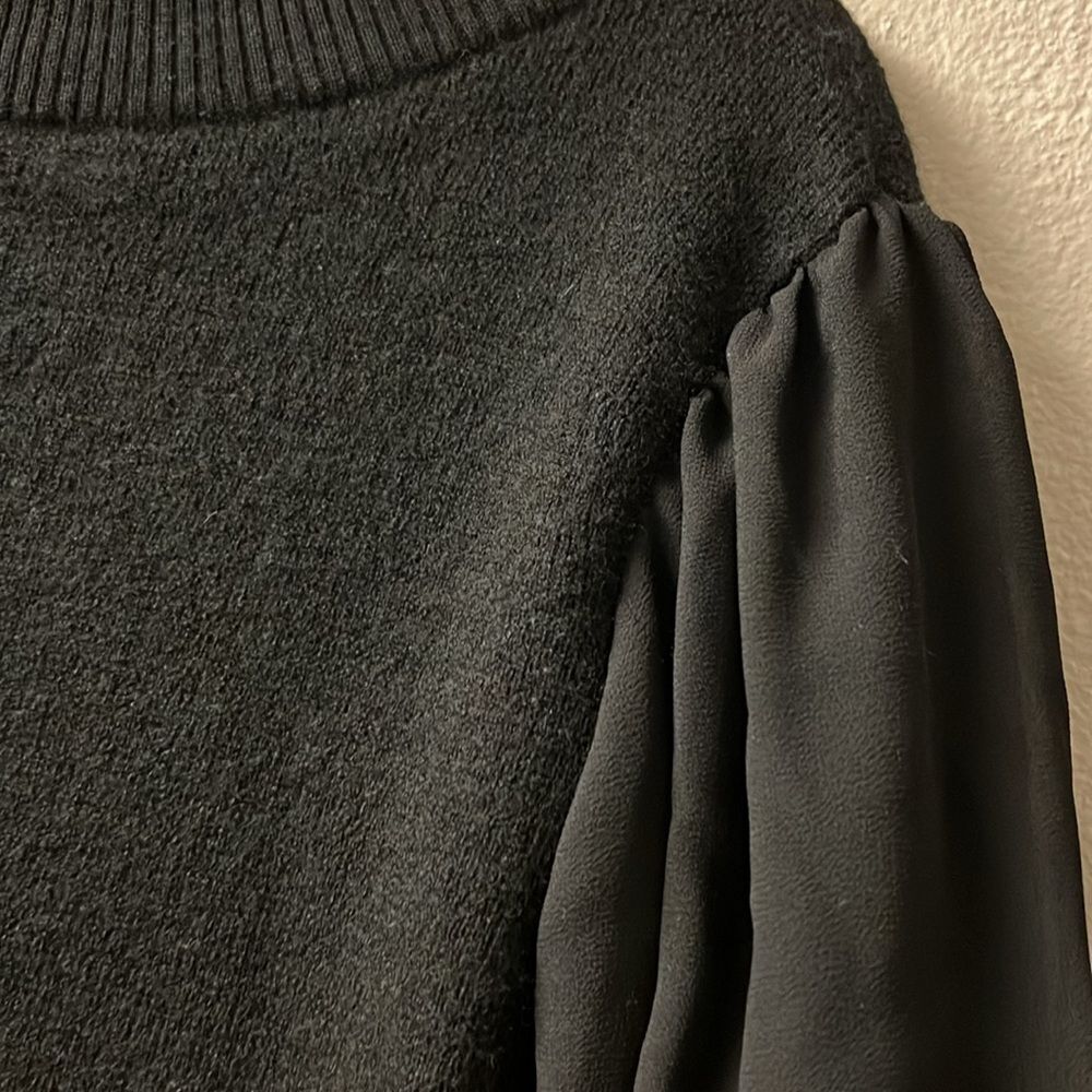 Club Monaco Quine‎ Black Chiffon Boat Neck Sweater XS -17” Pit to Pit - Picture 5 of 9